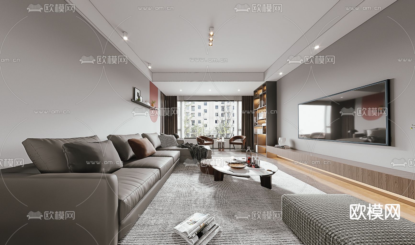现代客厅餐厅vr全景3d模型