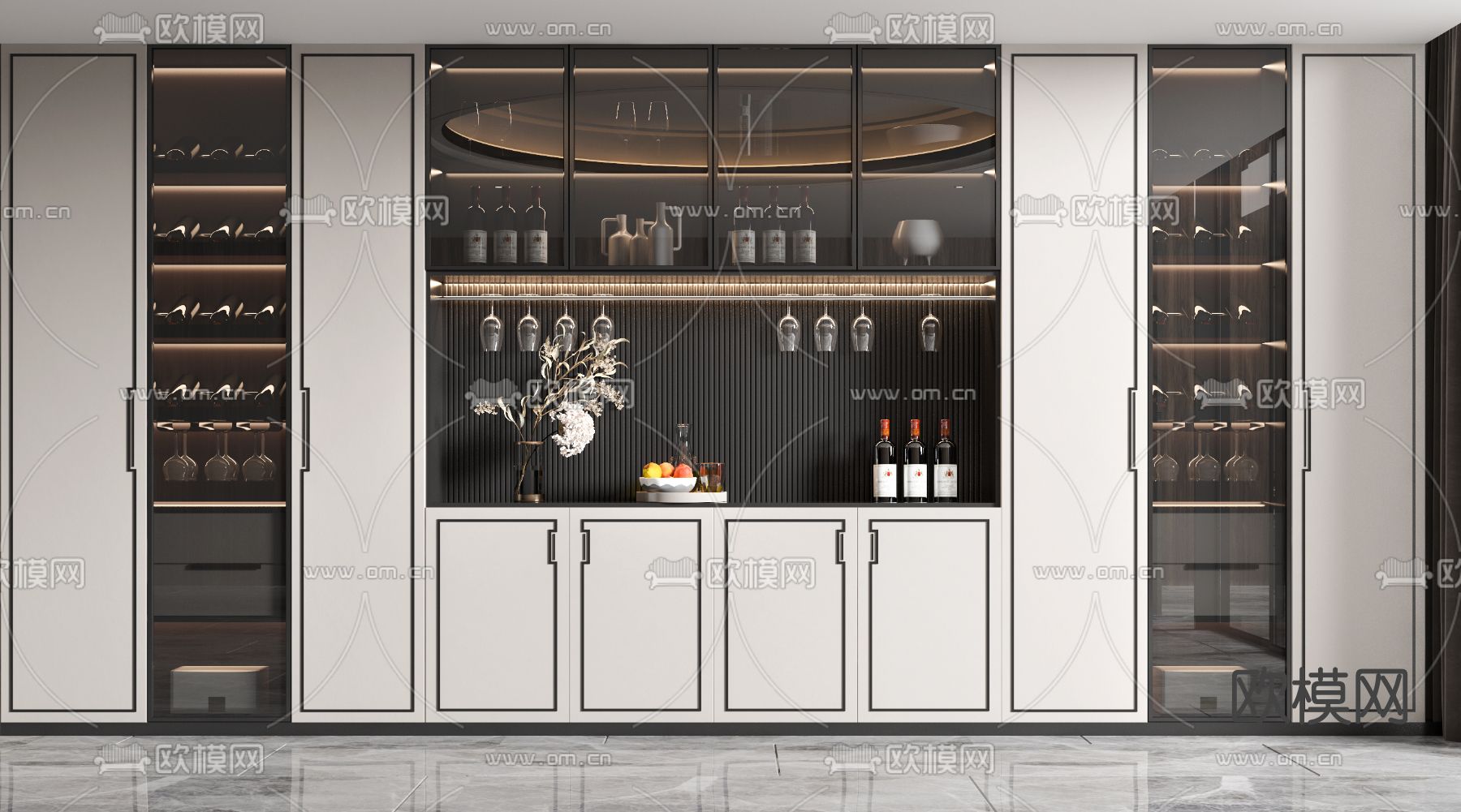新中式轻奢酒柜3d模型
