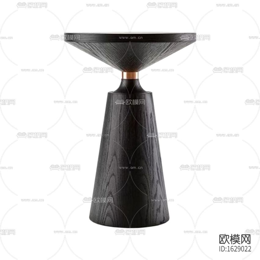 现代简约黑色木饰面金属圈圆形边几下载