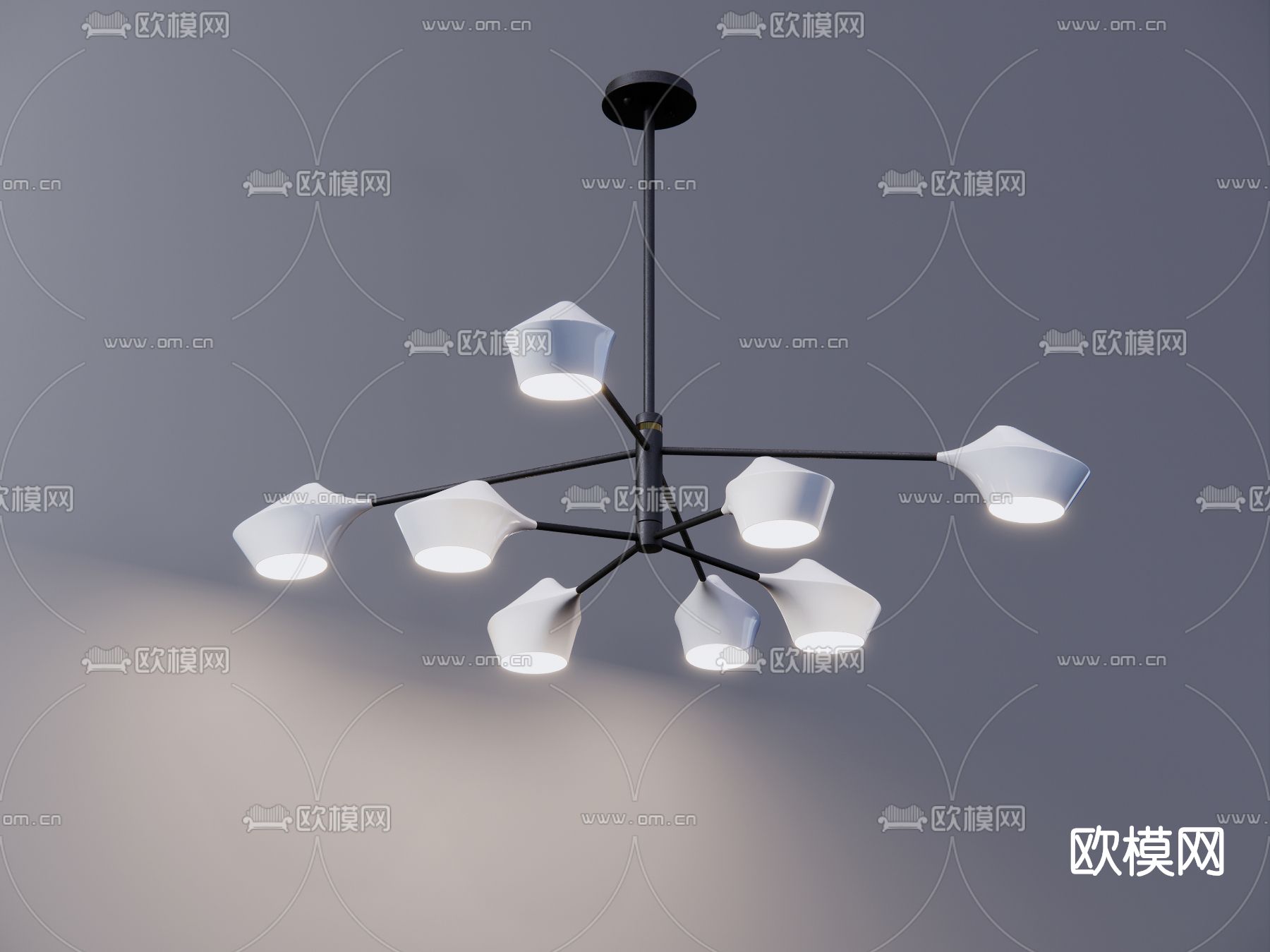 北欧多头吊灯su模型下载（渲染图4）