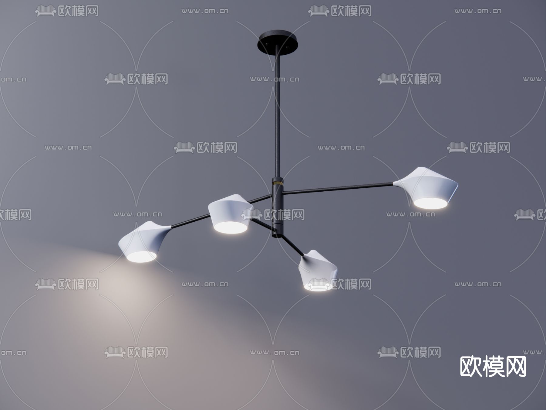 北欧多头吊灯su模型下载（渲染图5）