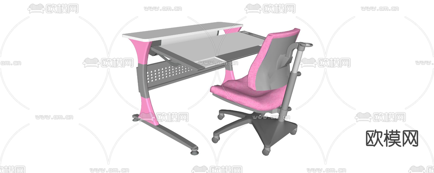 现代儿童书桌椅su模型下载（渲染图2）