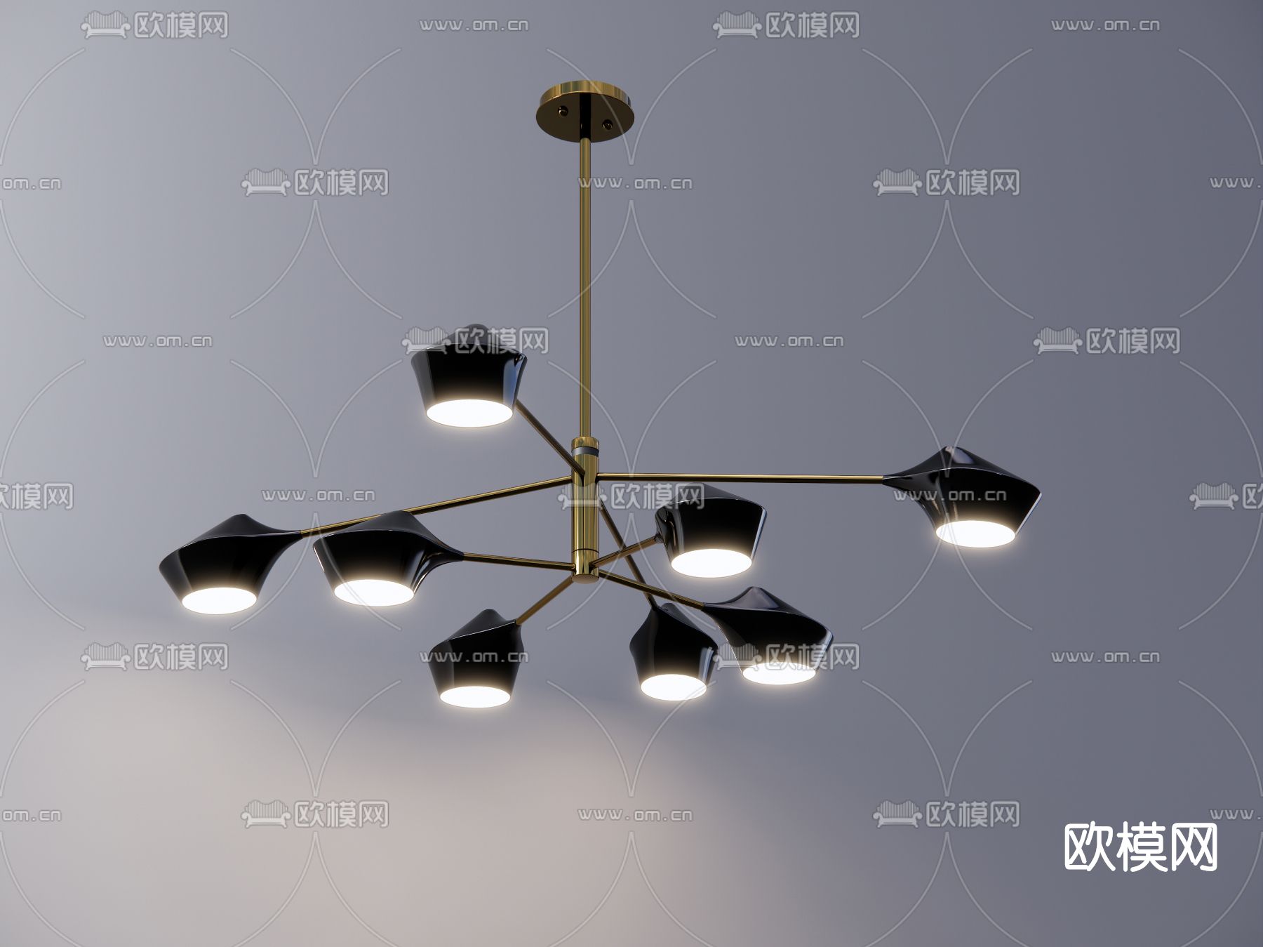 北欧多头吊灯su模型下载（渲染图2）