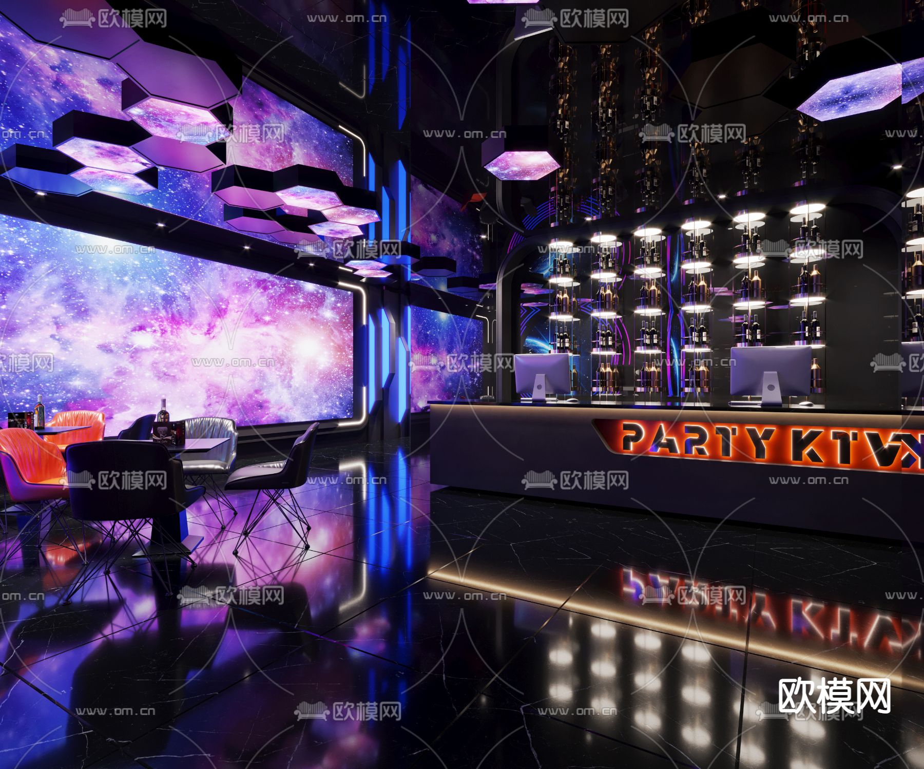 现代KTV前台走廊过道3d模型下载_ID10756205_3dmax免费模型-欧模网