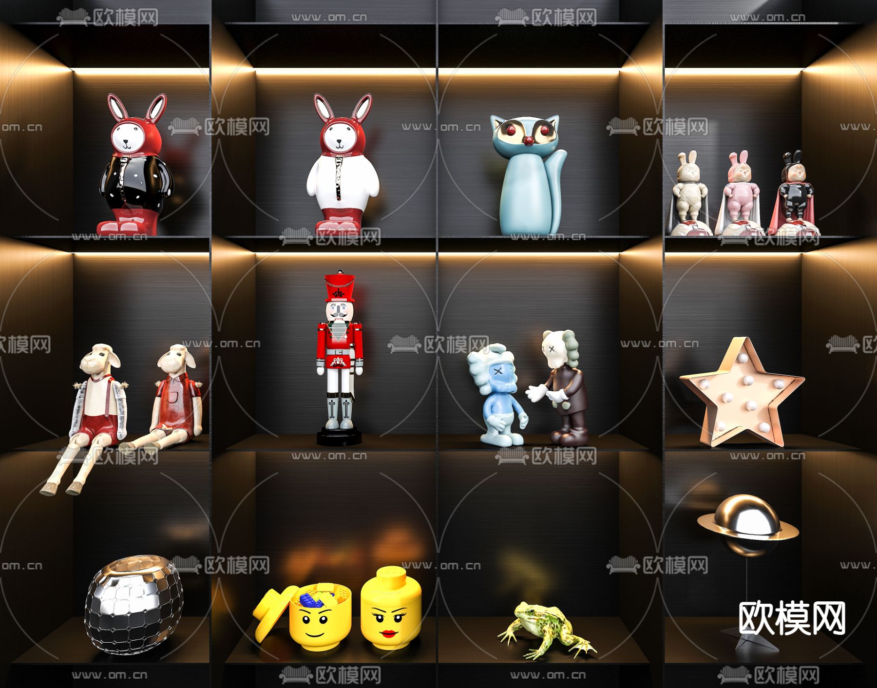 现代卡通手办玩具3d模型