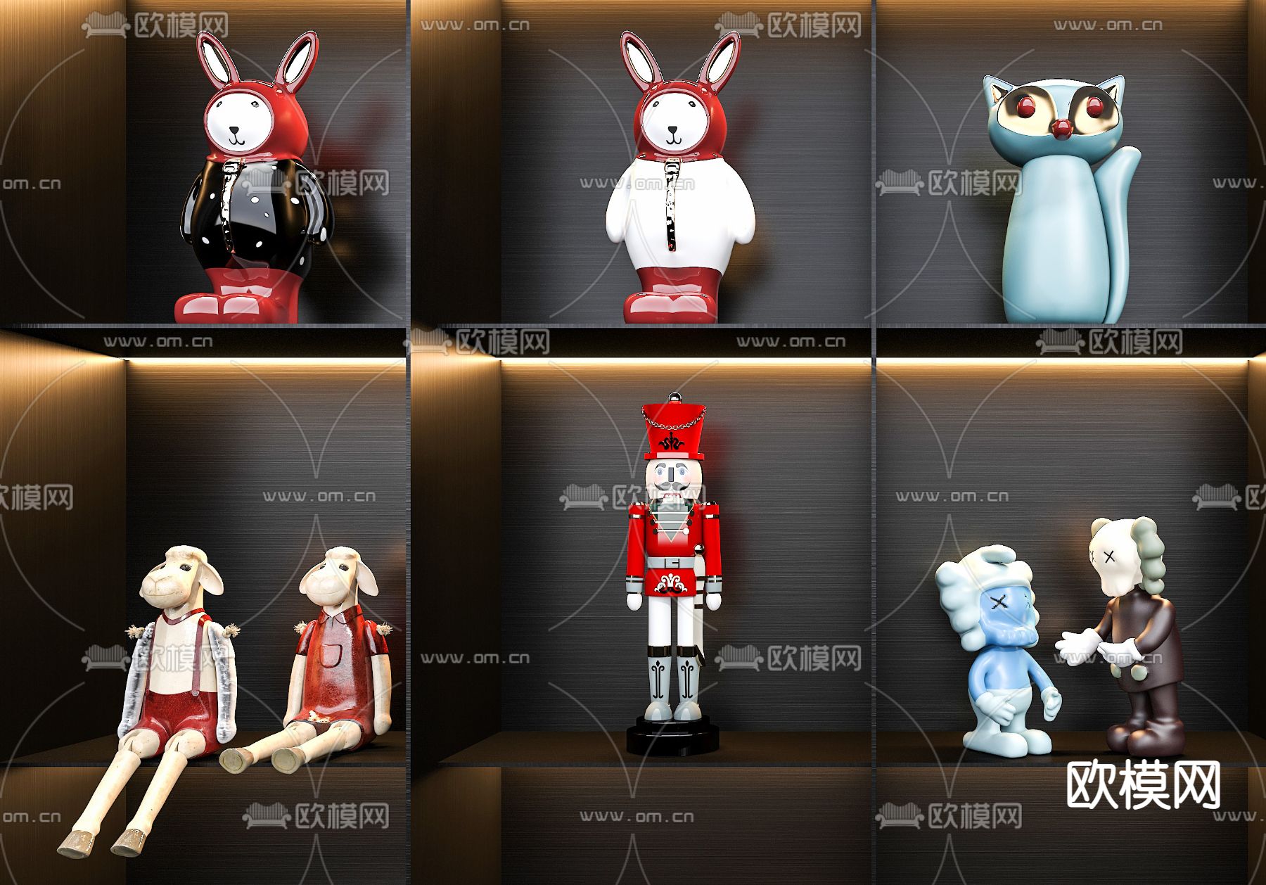 现代卡通手办玩具3d模型
