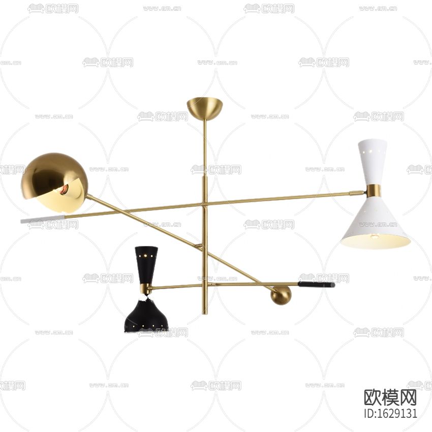 现代轻奢黄铜平衡杆吊灯下载