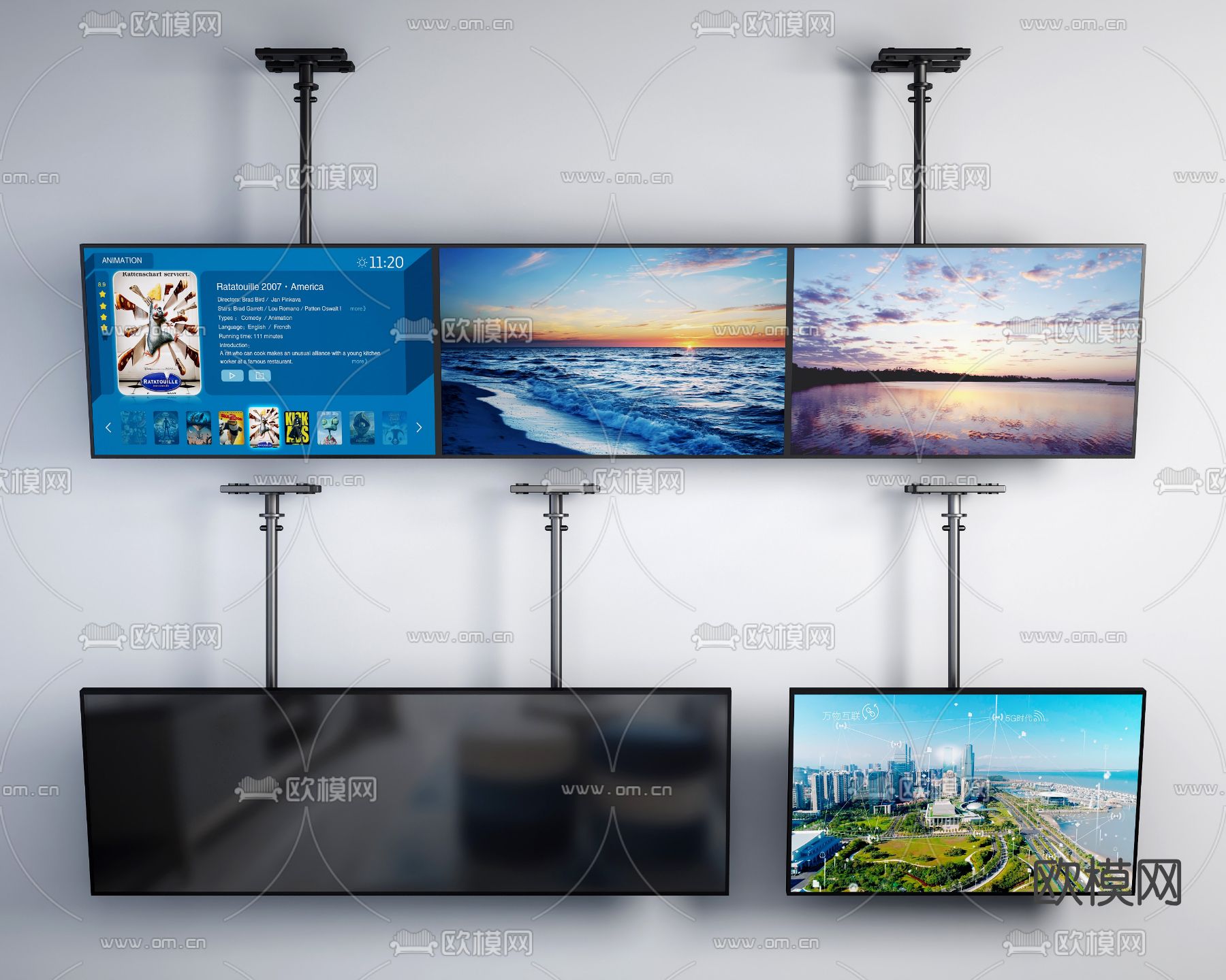 现代吊挂式显示屏电视机su模型