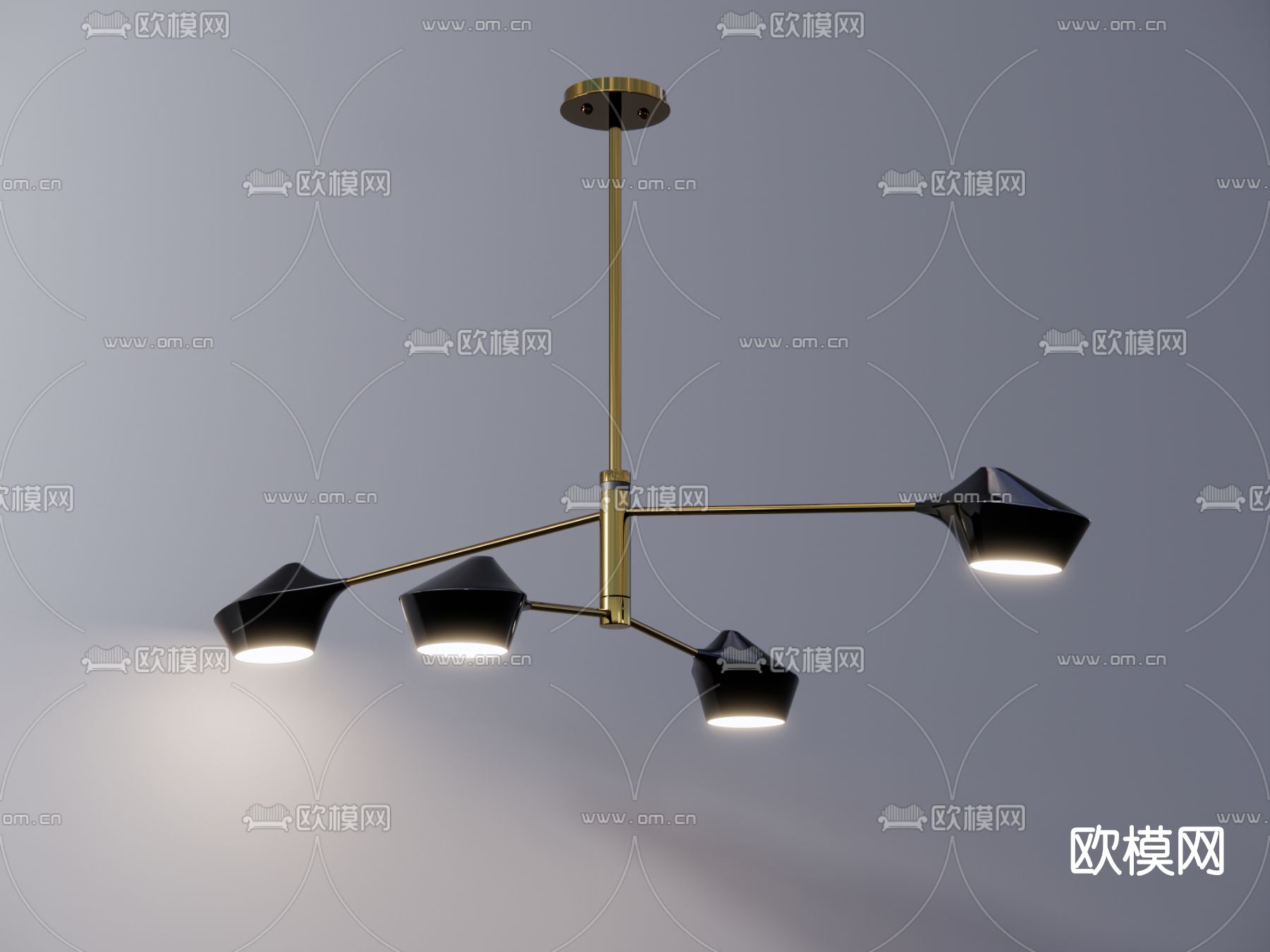 北欧多头吊灯su模型下载（渲染图3）