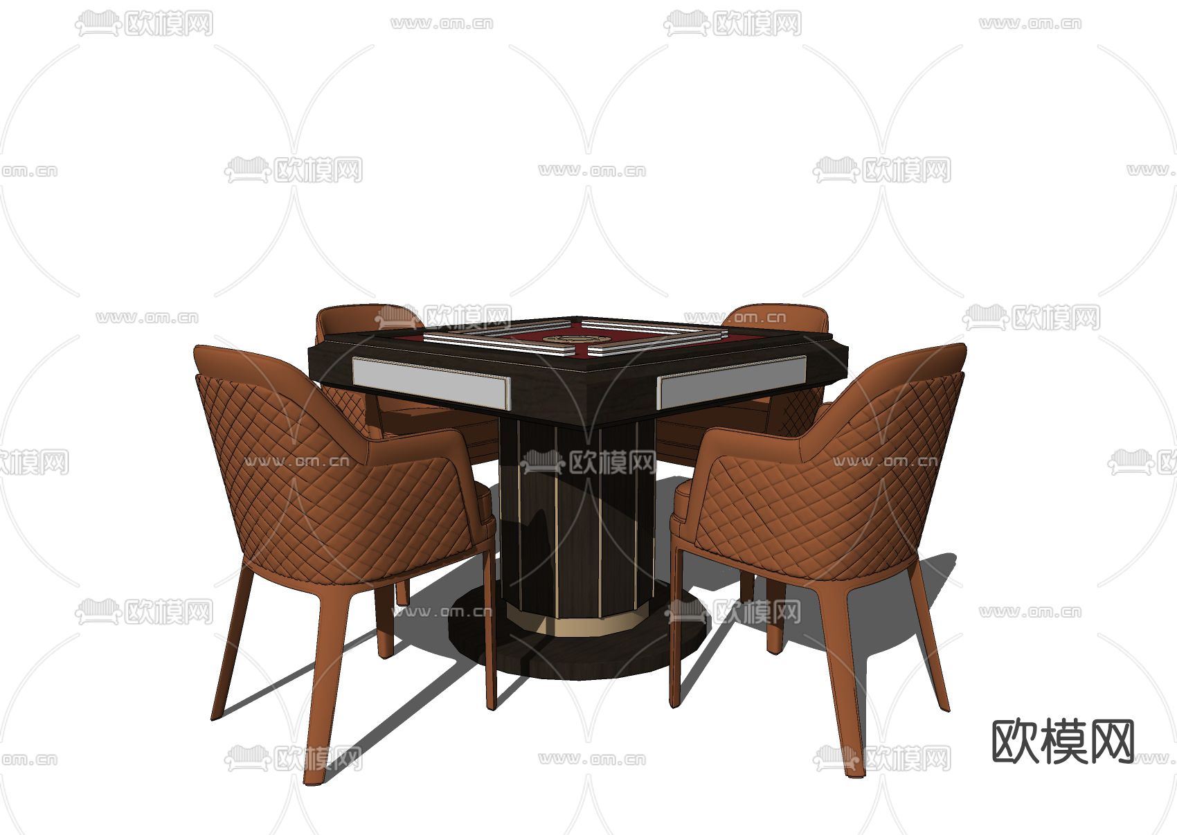 现代麻将棋牌桌椅su模型下载