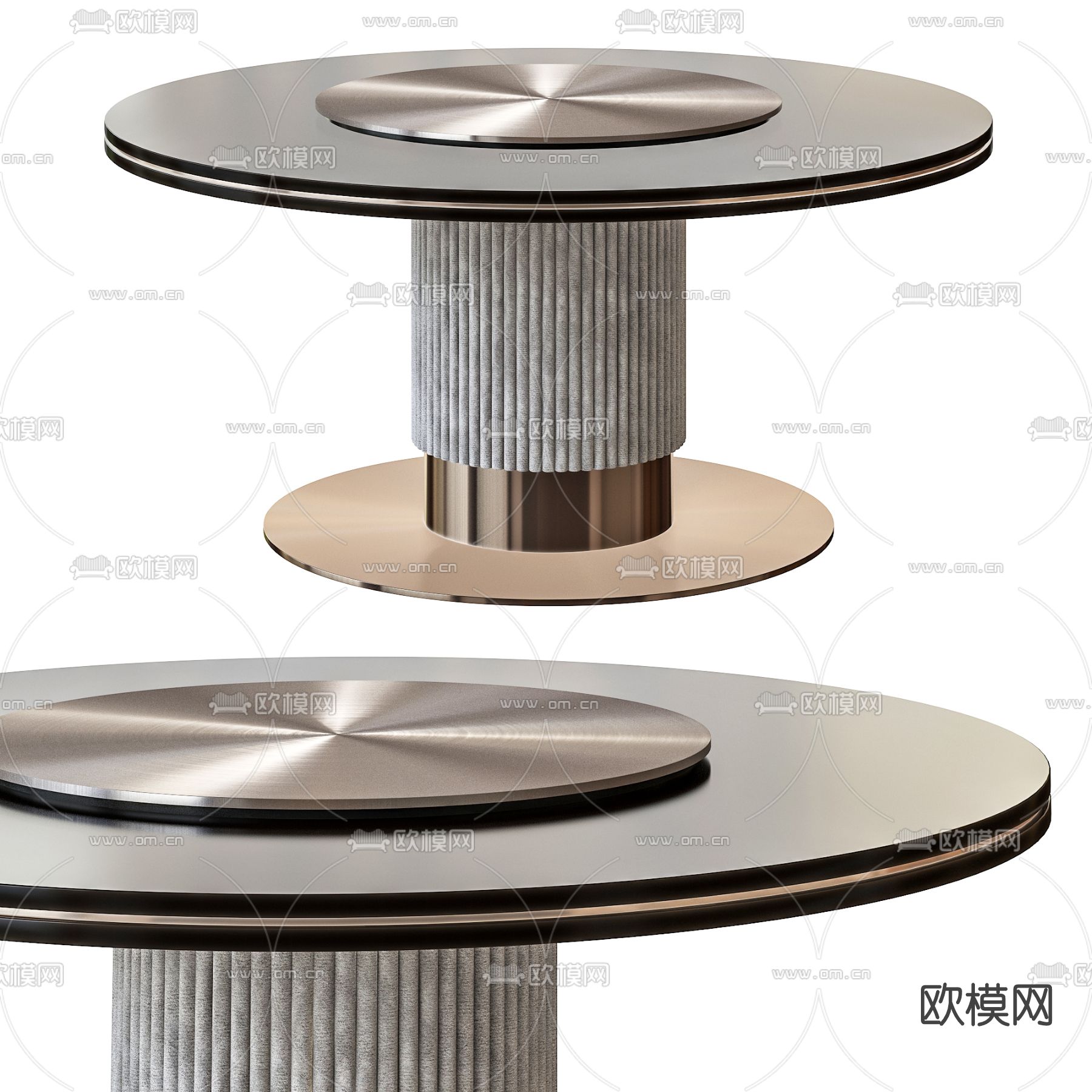 现代轻奢圆形餐桌3d模型