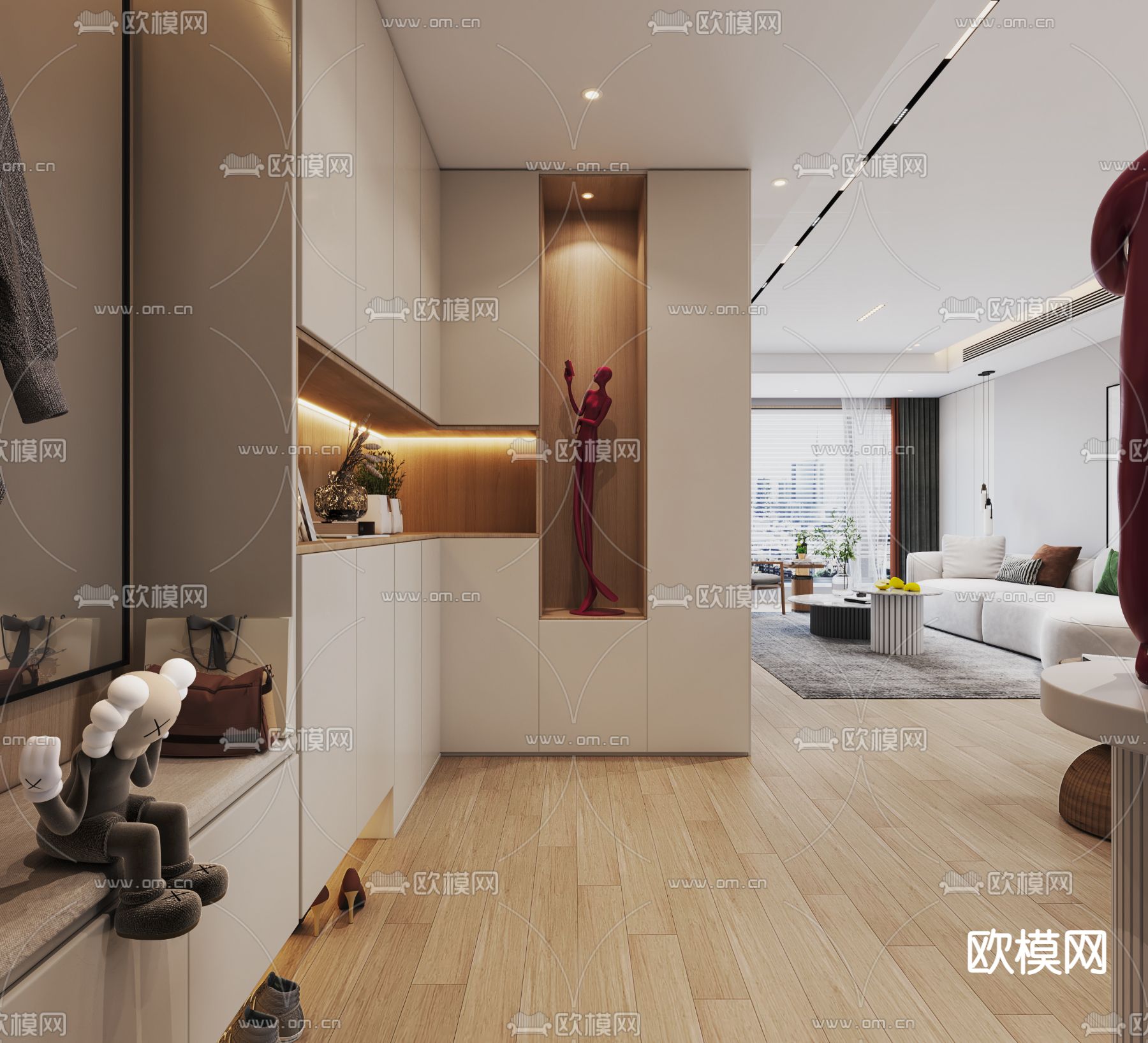 北欧客厅餐厅3d模型下载（渲染图2）