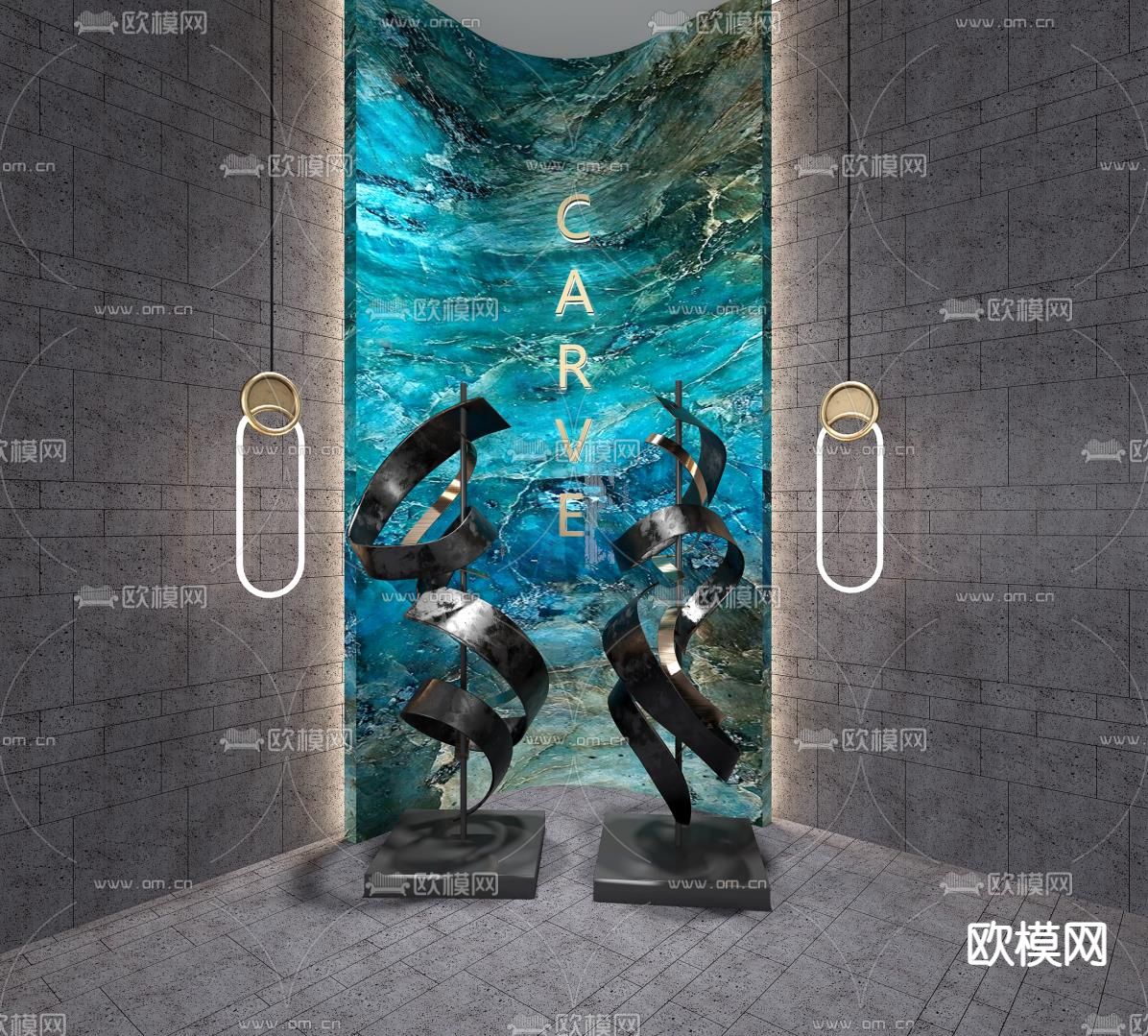 现代轻奢艺术雕塑3d模型下载