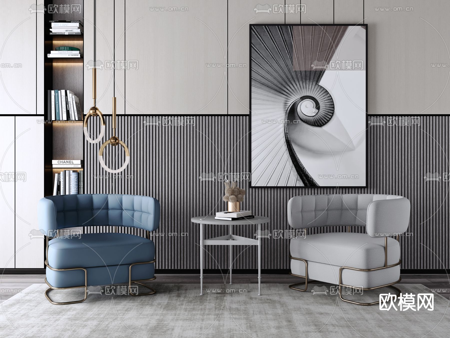 现代布艺单人沙发3d模型下载