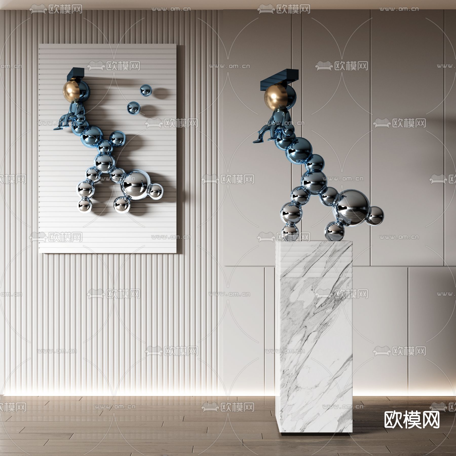 现代抽象雕塑3d模型下载