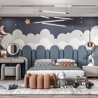  现代儿童房su模型 