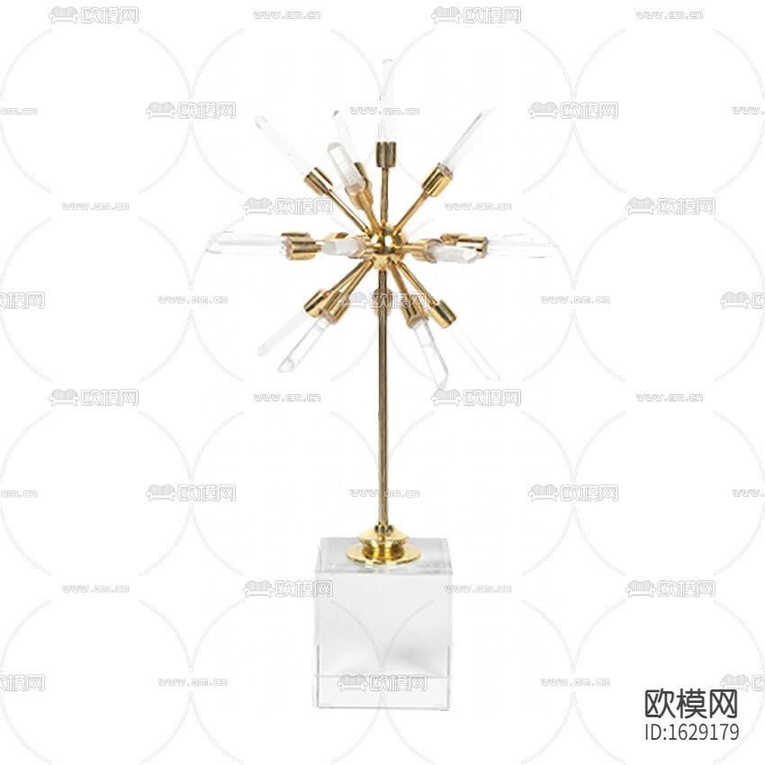 现代轻奢不锈钢水晶矿石台灯下载