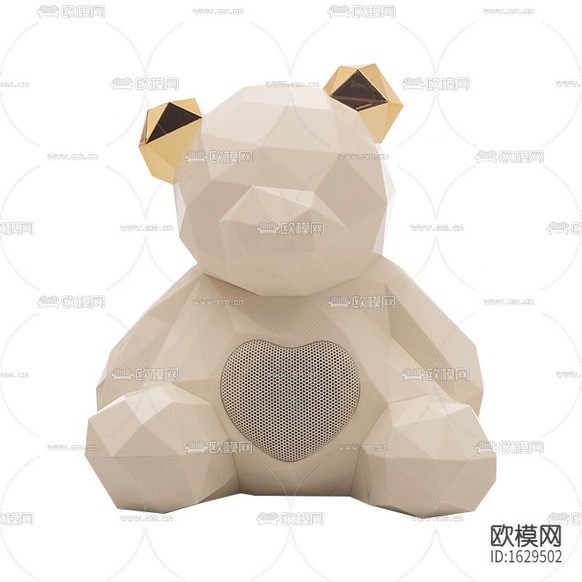 現(xiàn)代輕奢幾何陶瓷抽象小熊音響擺件下載