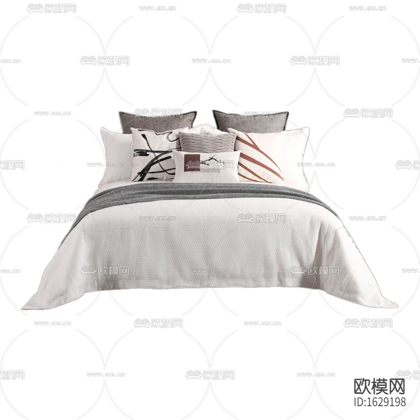 北欧简约布艺白色印花床品组合下载