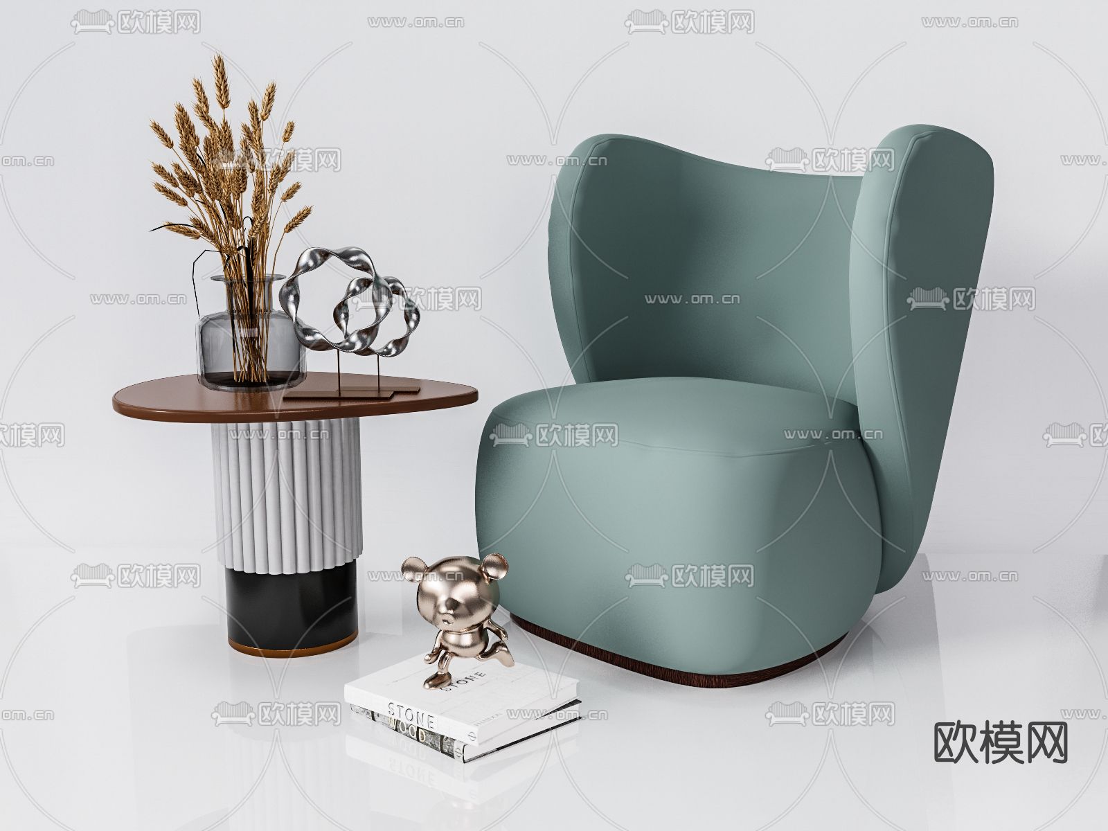 现代布艺休闲沙发su模型下载（渲染图1）