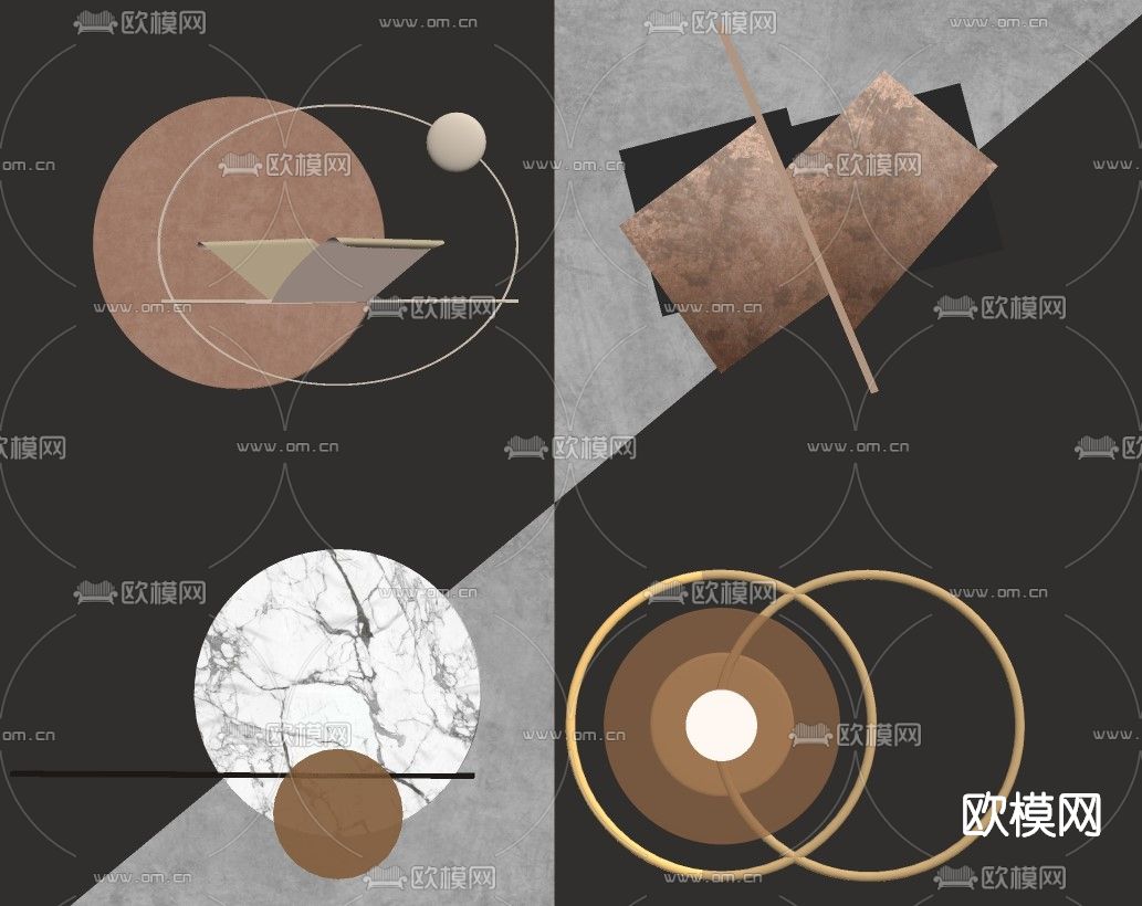 现代轻奢墙饰挂件su模型下载（渲染图2）