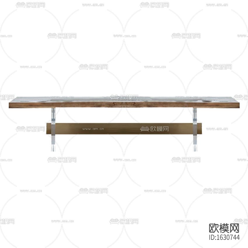 新中式古典实木金属大板茶桌