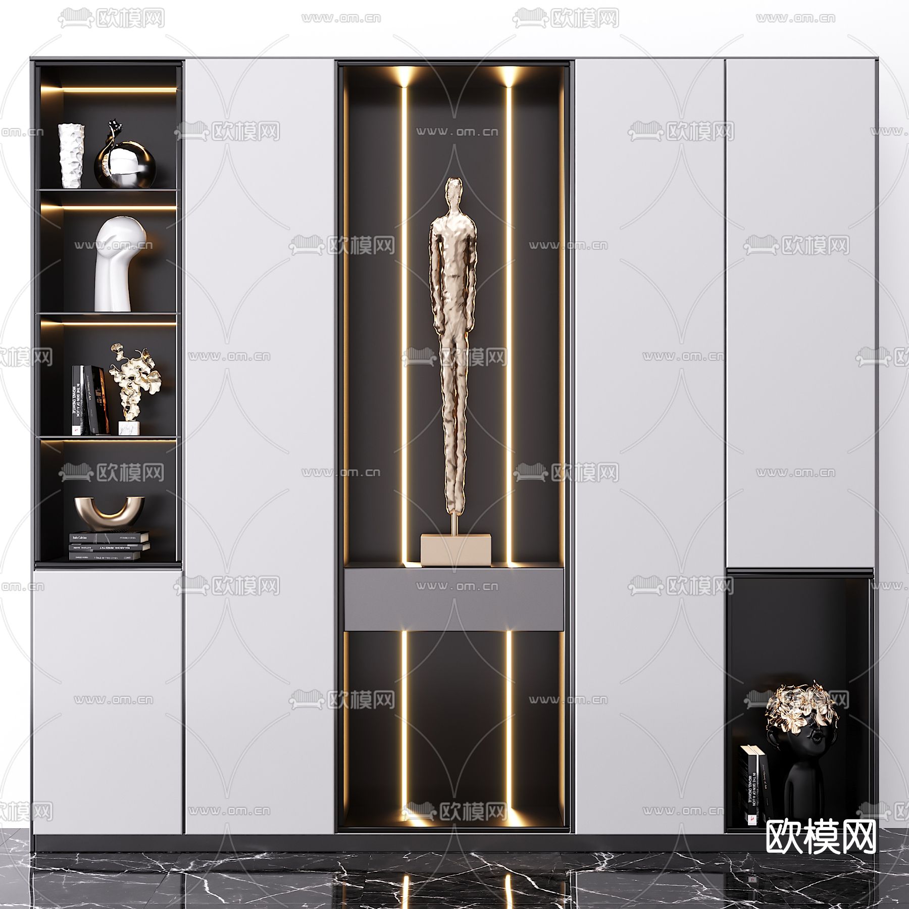 现代轻奢装饰柜3d模型下载