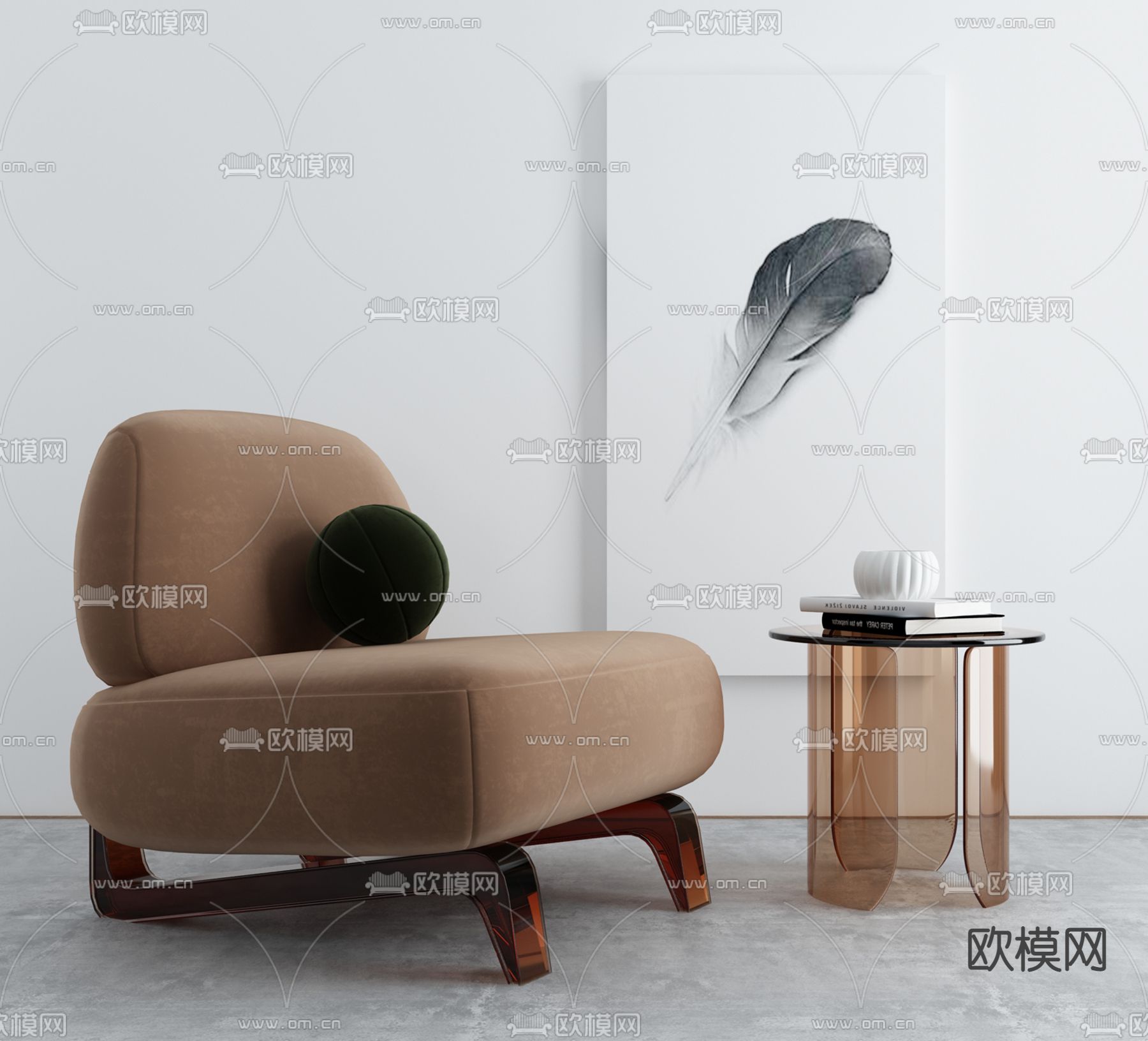 现代布艺单人沙发3d模型下载