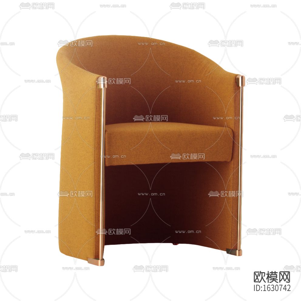 现代轻奢橙色布艺金属单人沙发下载