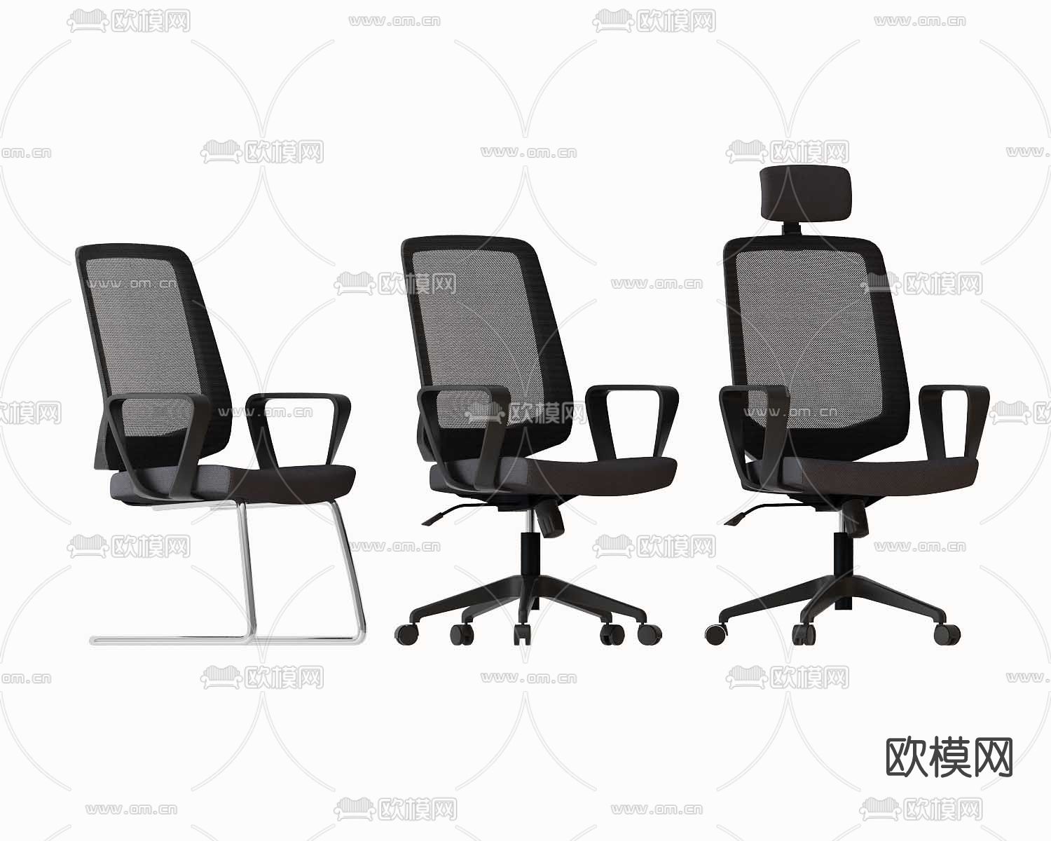 现代网布办公椅3d模型