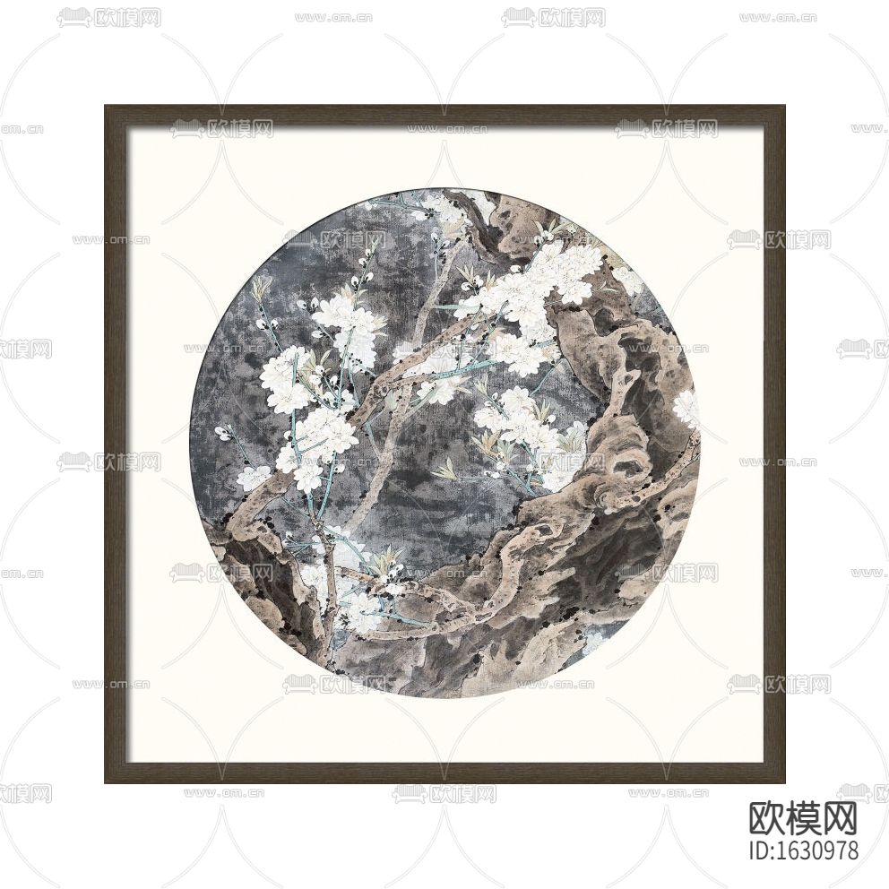 新中式古典彩绘树木花鸟装饰画