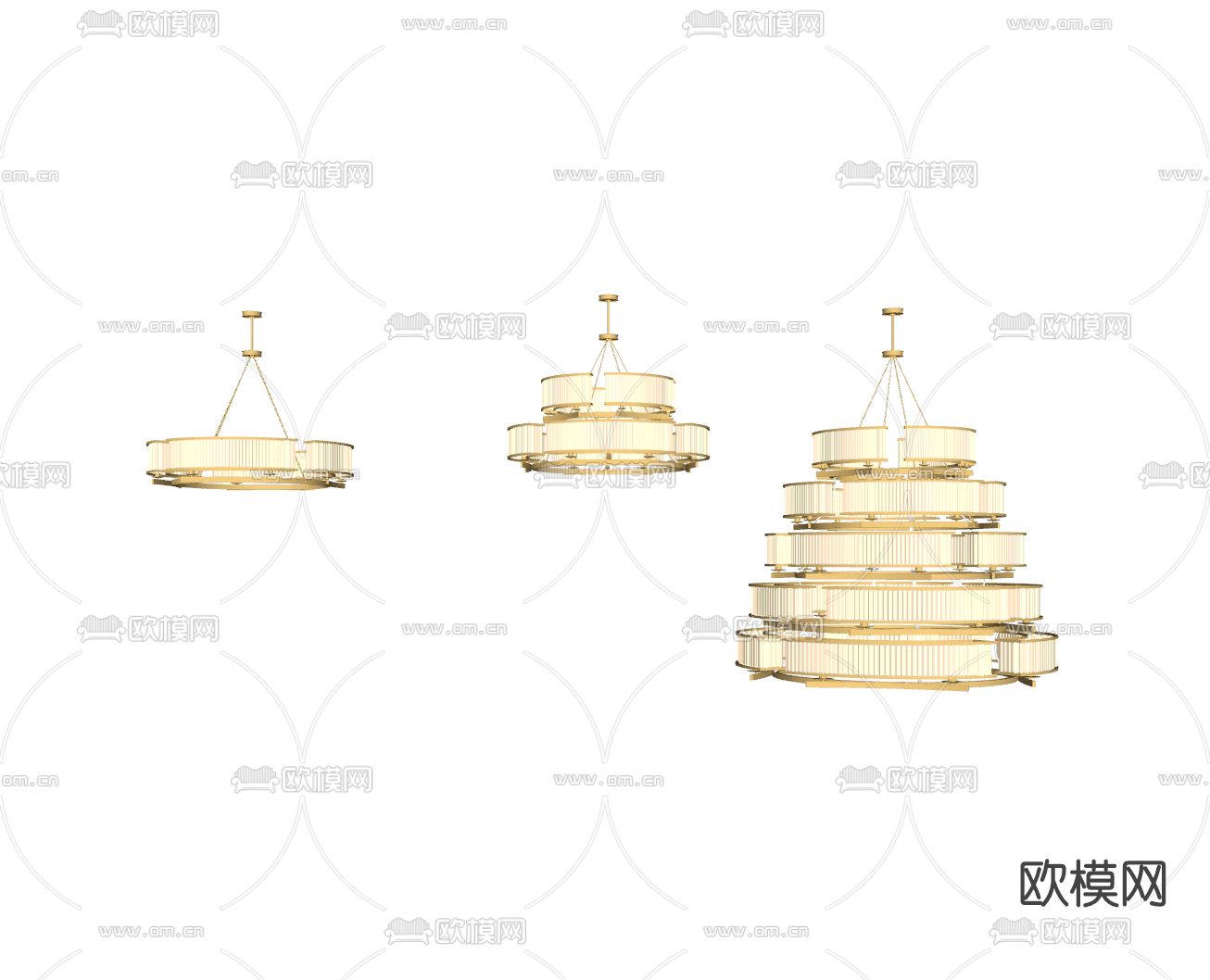 现代轻奢多层吊灯su模型下载（渲染图2）