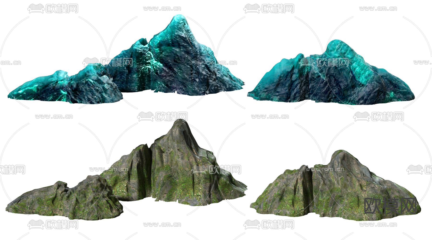 现代山脉假山园艺小品3d模型下载