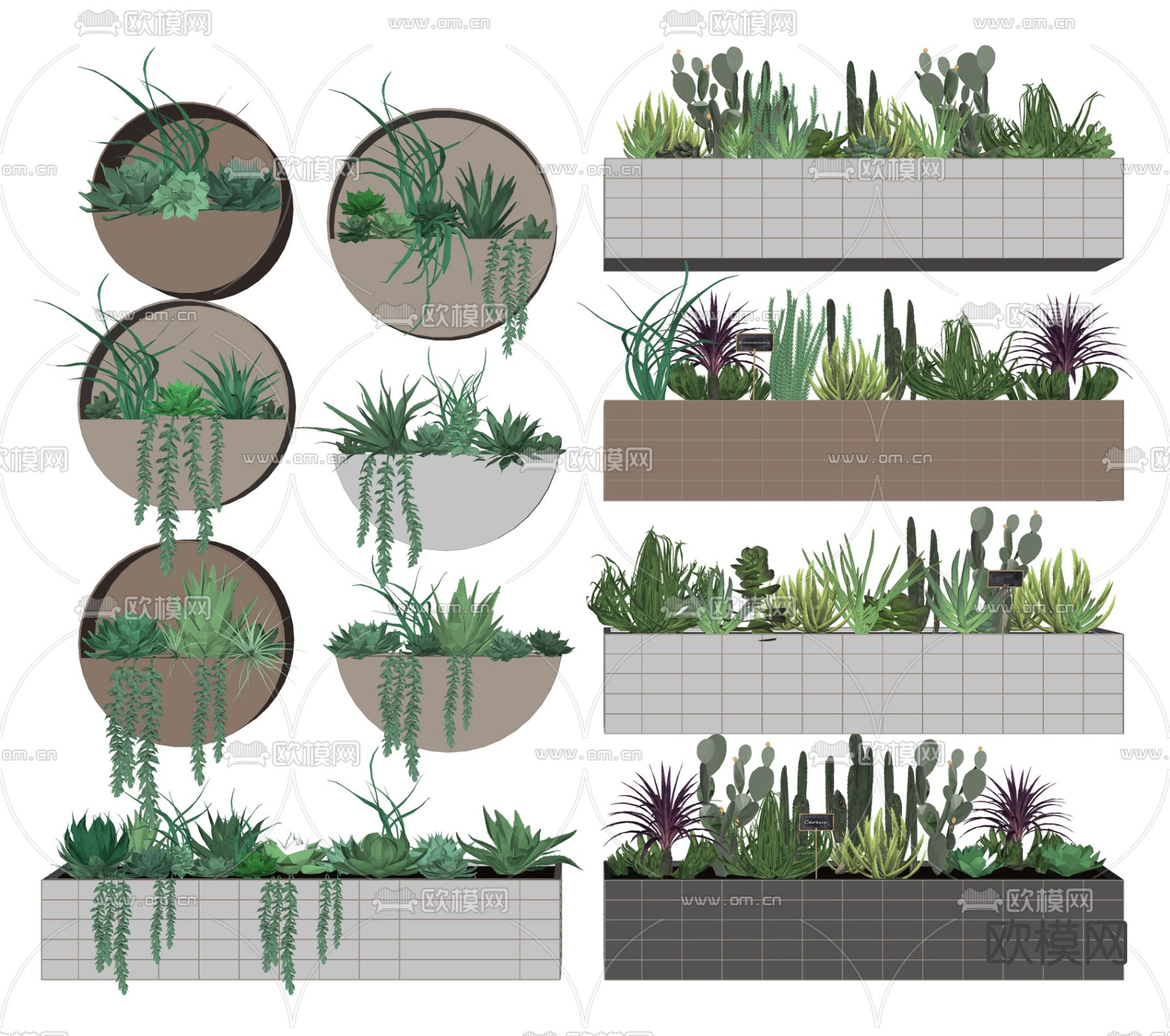 现代绿植盆栽su模型下载