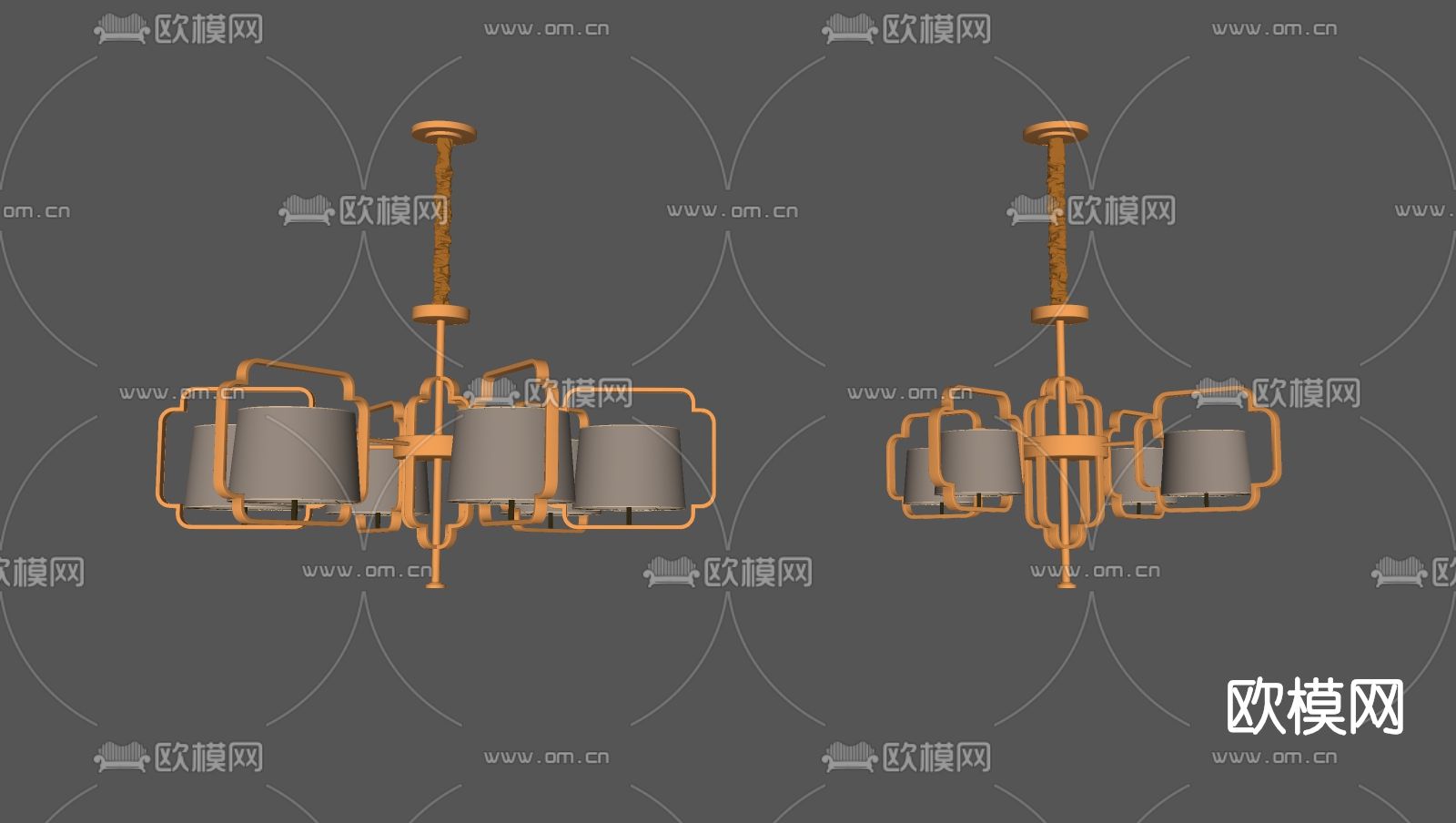 新中式轻奢多头吊灯su模型下载（渲染图2）