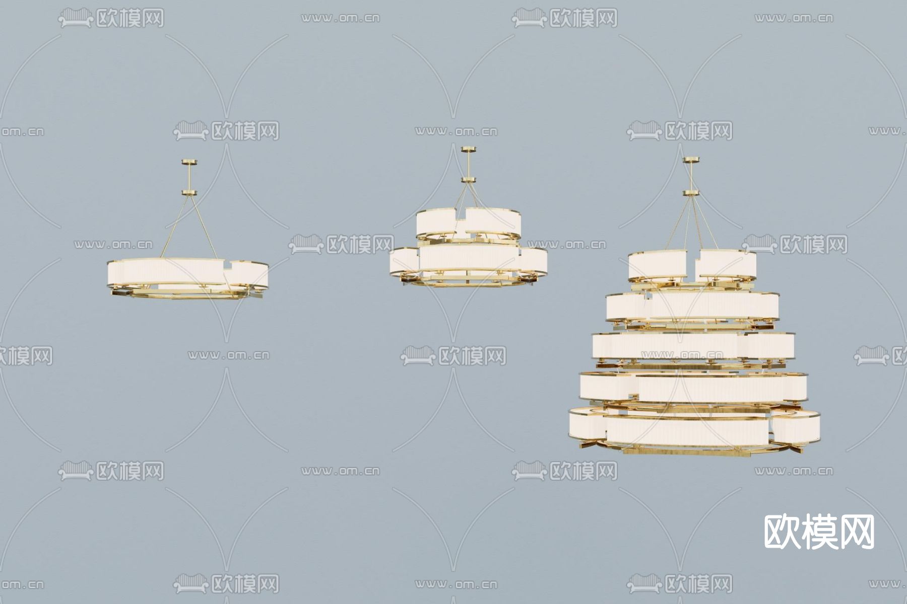 现代轻奢多层吊灯su模型下载（渲染图1）
