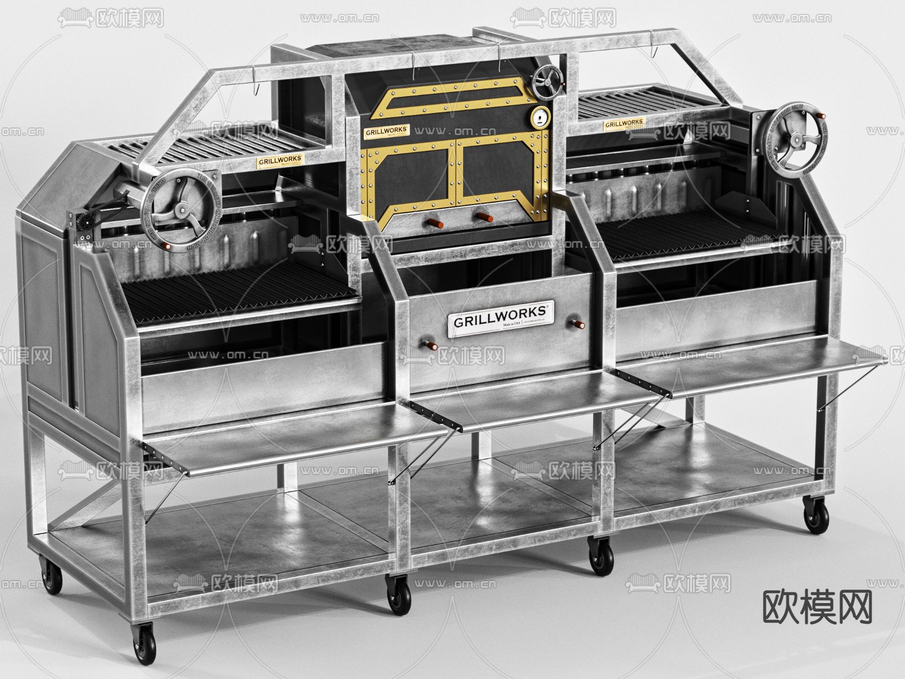 工业风烤肉架3d模型下载（渲染图1）