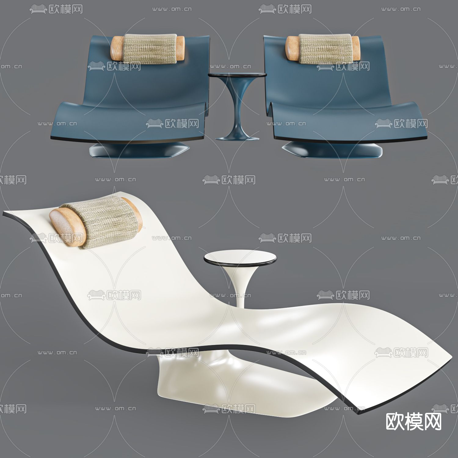 现代休闲躺椅3d模型