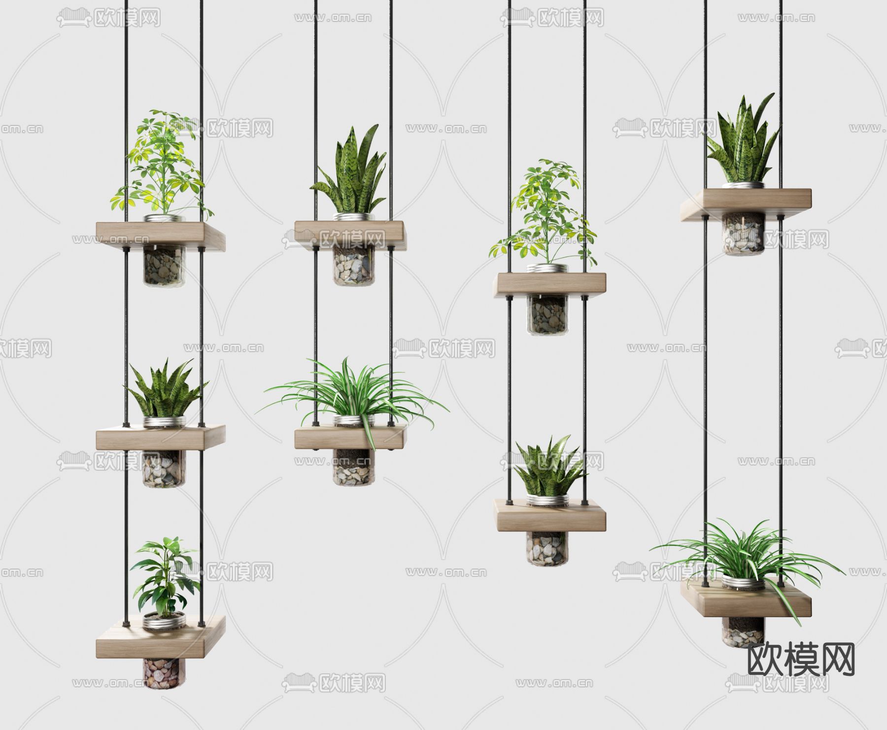 现代吊篮绿植盆栽3d模型