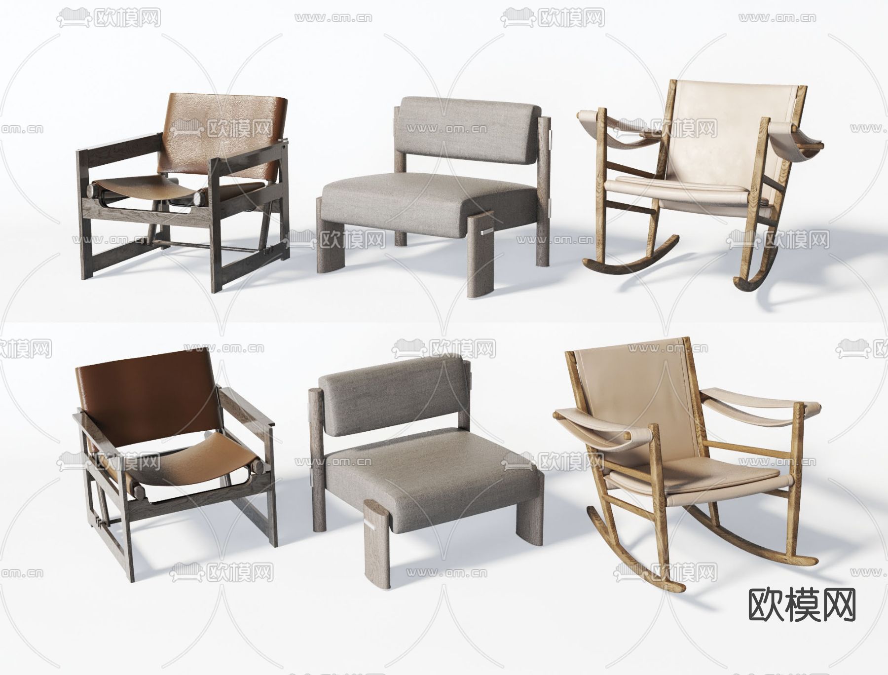 现代皮革休闲椅3d模型下载