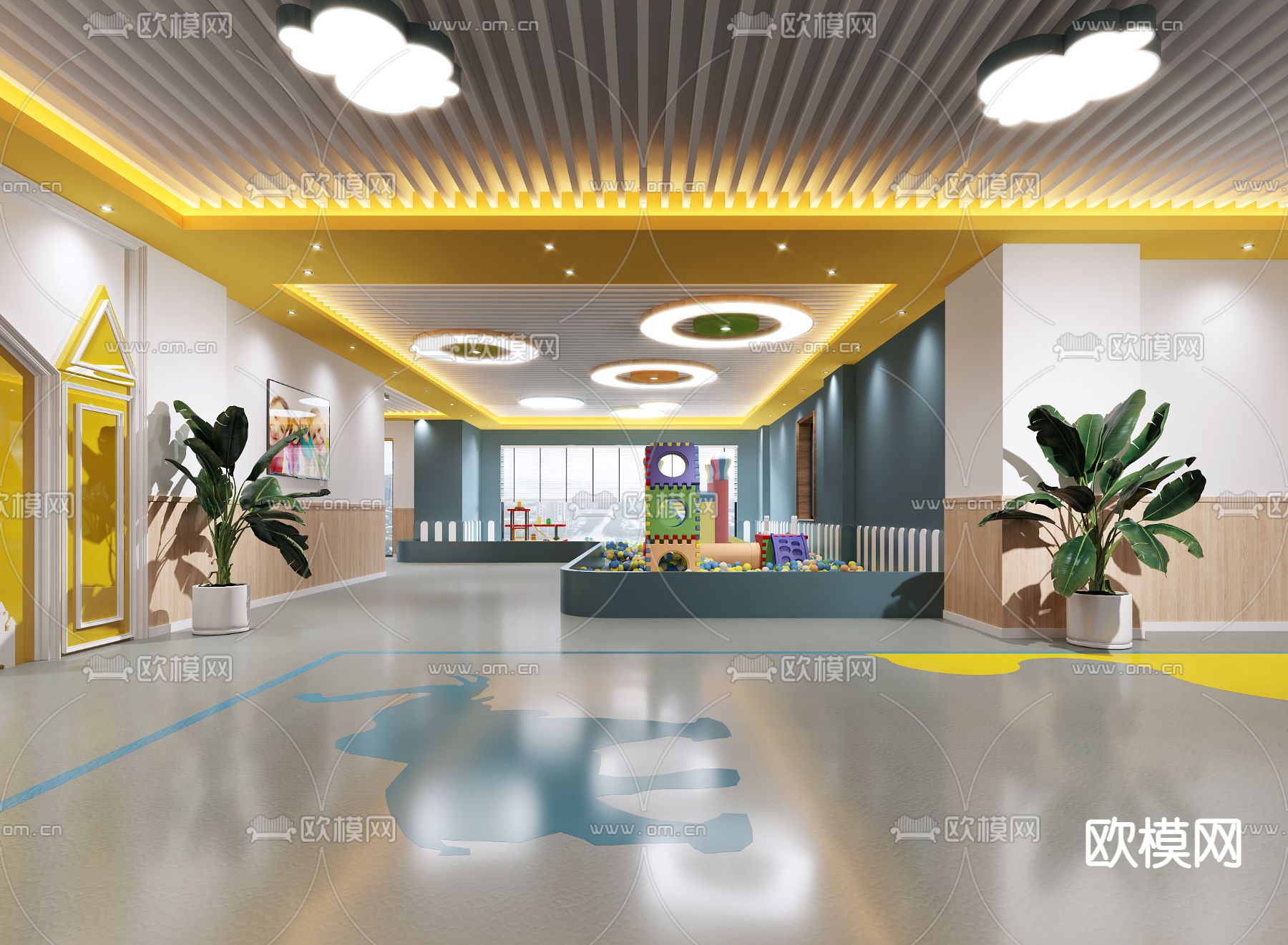 现代幼儿园早教中心3d模型下载（渲染图2）