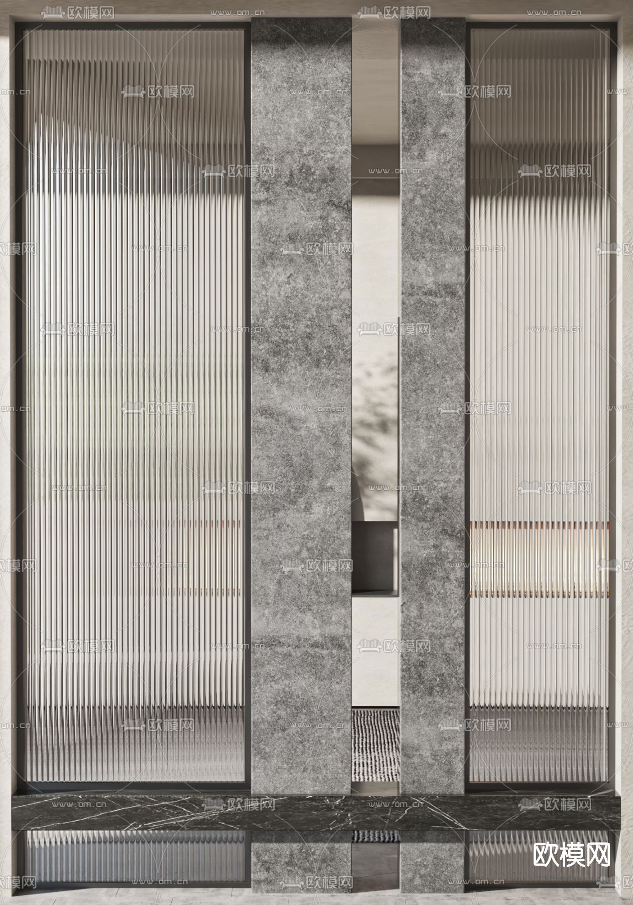 现代玻璃屏风隔断3d模型下载（渲染图3）