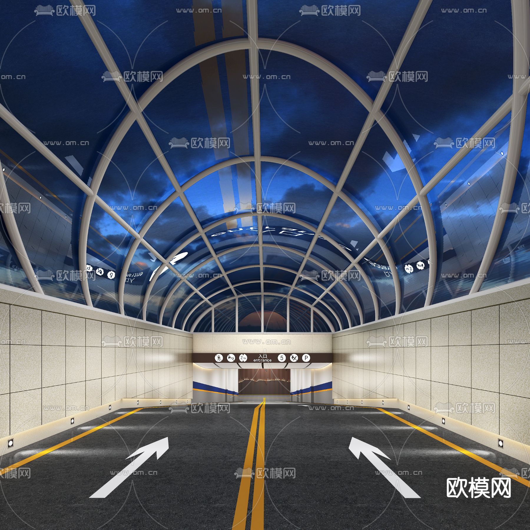 现代地下停车场入口3d模型
