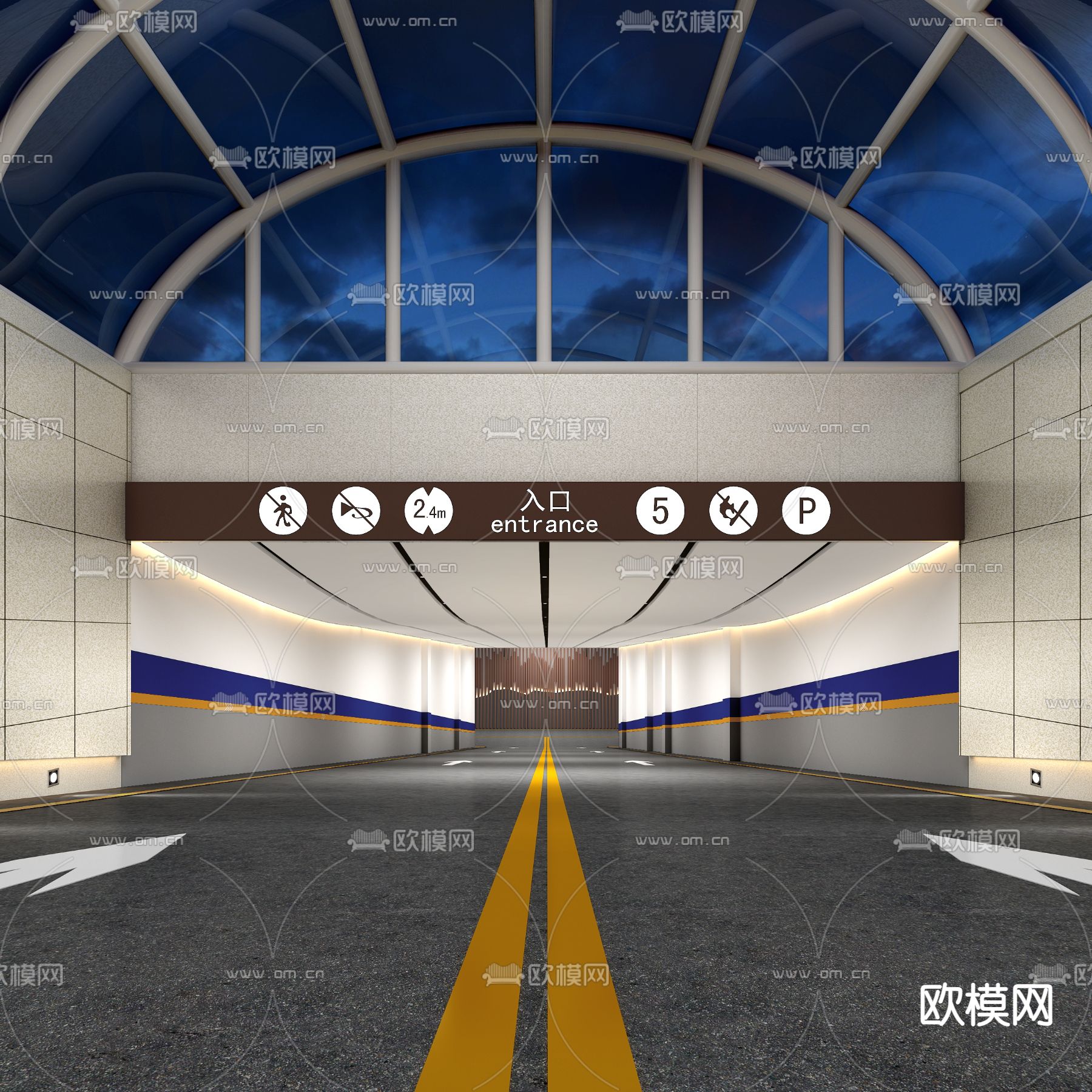 现代地下停车场入口3d模型