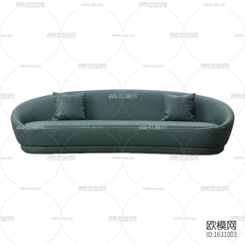 现代简约蓝色皮革纹理三人沙发下载