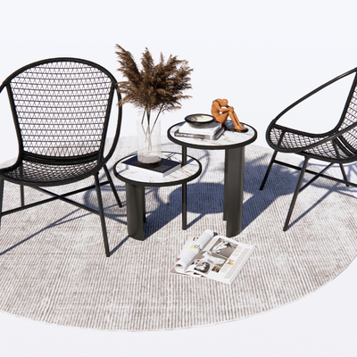  现代藤编户外椅su模型 