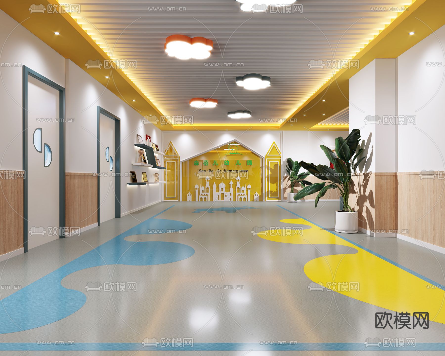 现代幼儿园早教中心3d模型下载（渲染图1）