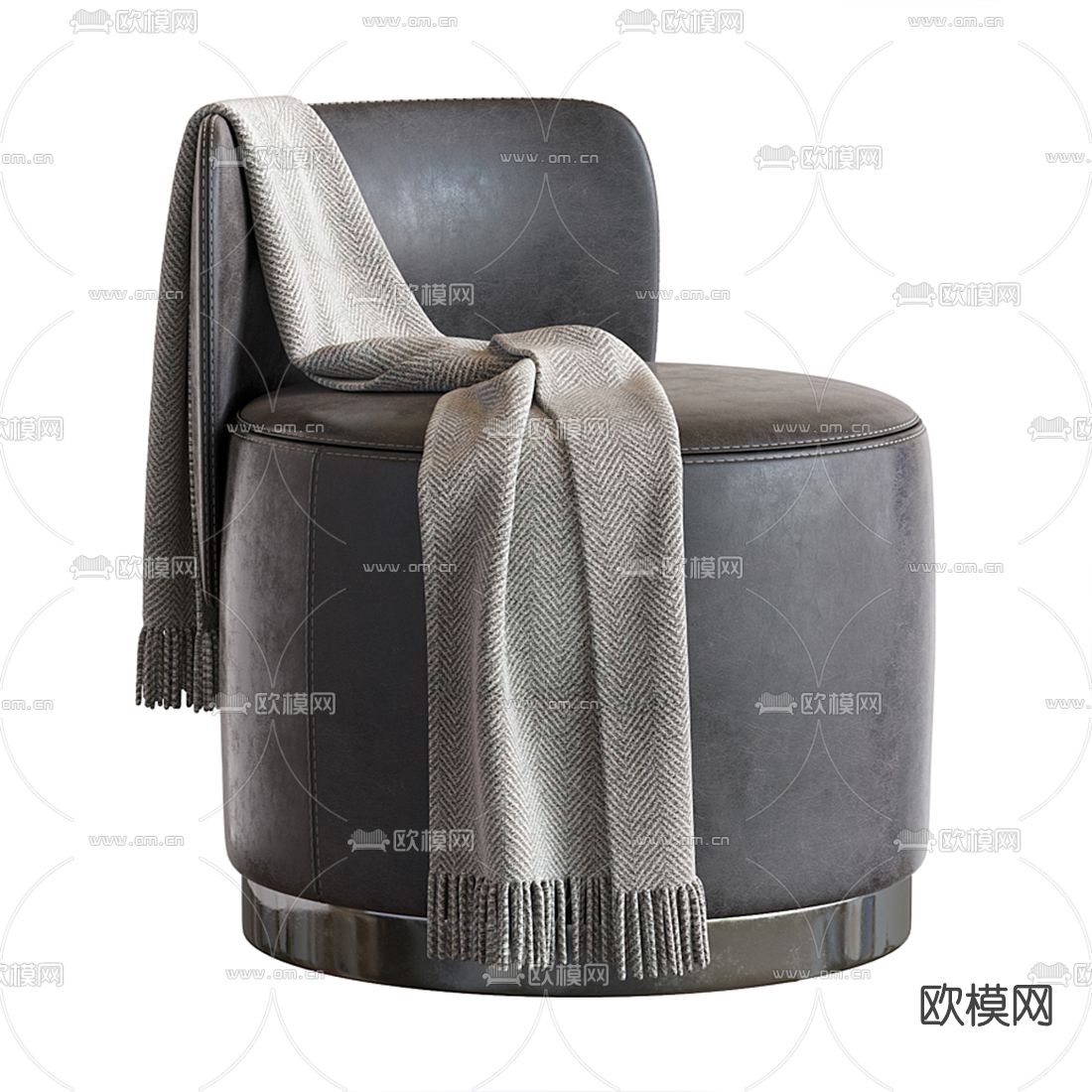 现代皮革单人沙发3d模型下载（渲染图1）