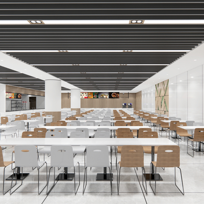  现代员工食堂su模型 