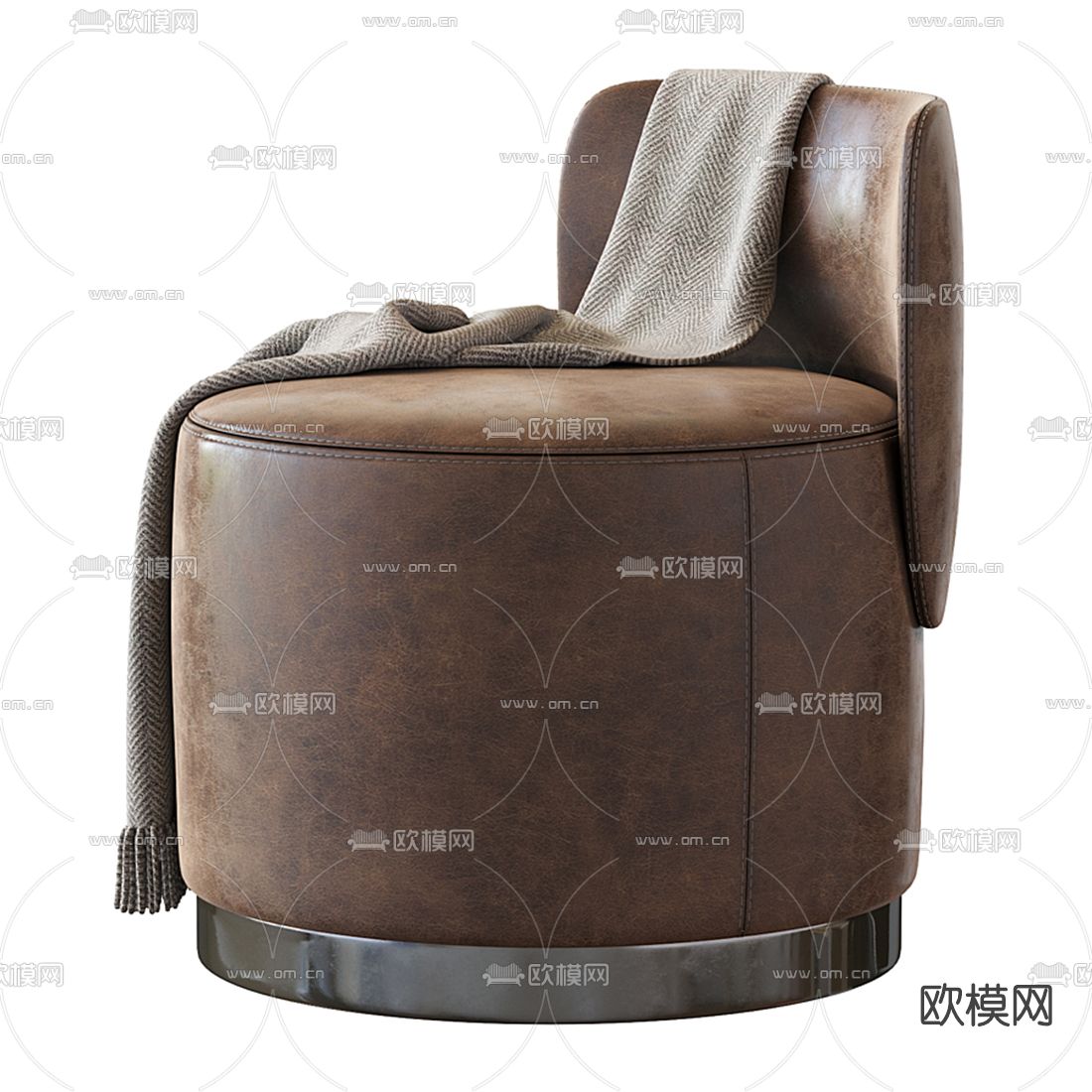 现代皮革单人沙发3d模型下载（渲染图2）